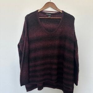 DKNY Scoop Neck Striped Sweater Purple Black Women's Size Medium